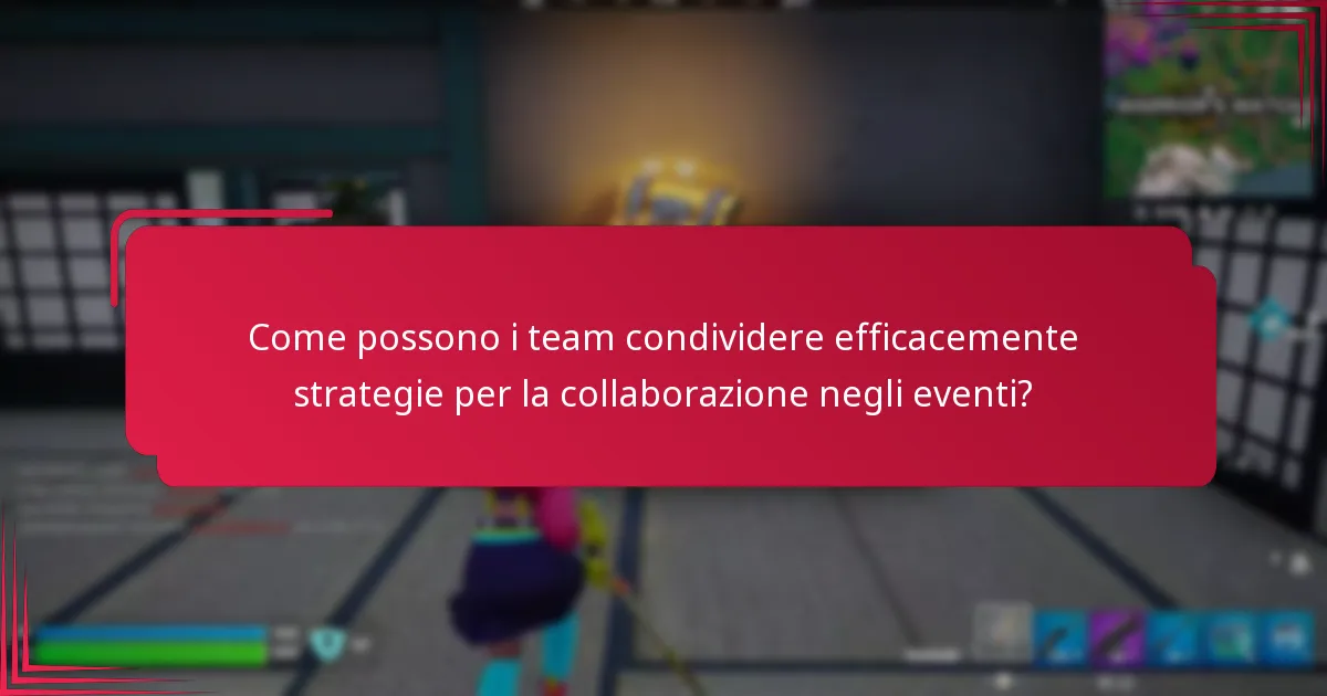 Come possono i team condividere efficacemente strategie per la collaborazione negli eventi?